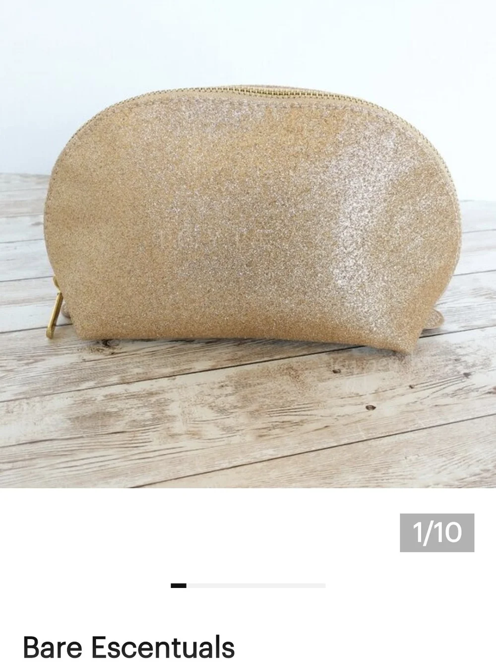 bareMinerals Metallic Beige Cosmetic Bag Shimmet